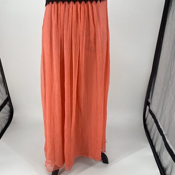 NWT Daisy Salmon Cross Back With Lace See Through Trim Maxi Dress. Sz Large - Picture 5 of 11